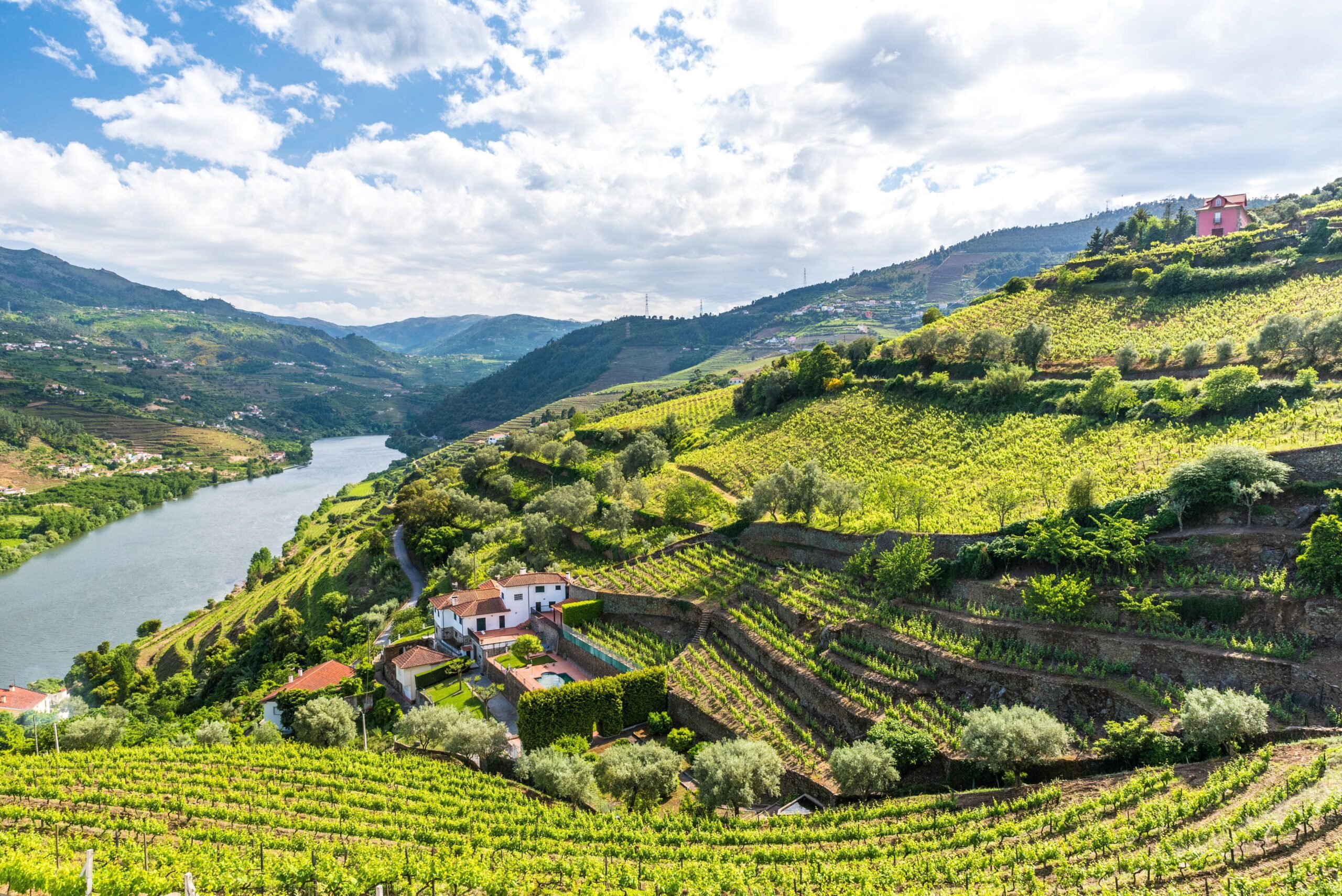 Douro Valley Portugal travel destination with terraced vineyards and river