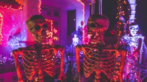 Halloween outfit inspiration with autumn colors and seasonal accessories